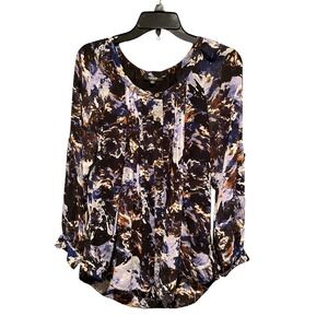 Premise Blouse Top Women's Size M Multicolor Long Sleeve Button 100% Polyester